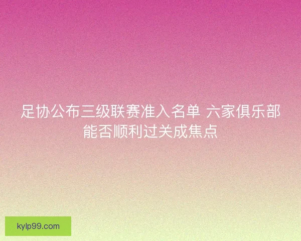 足协公布三级联赛准入名单 六家俱乐部能否顺利过关成焦点