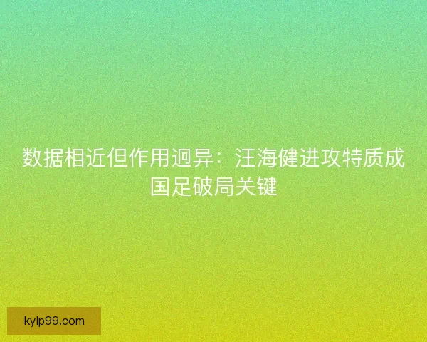 数据相近但作用迥异：汪海健进攻特质成国足破局关键